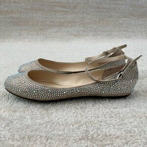 Betsey Johnson Joy Bridal Wedding Iridescent Rhinestone Flats 8